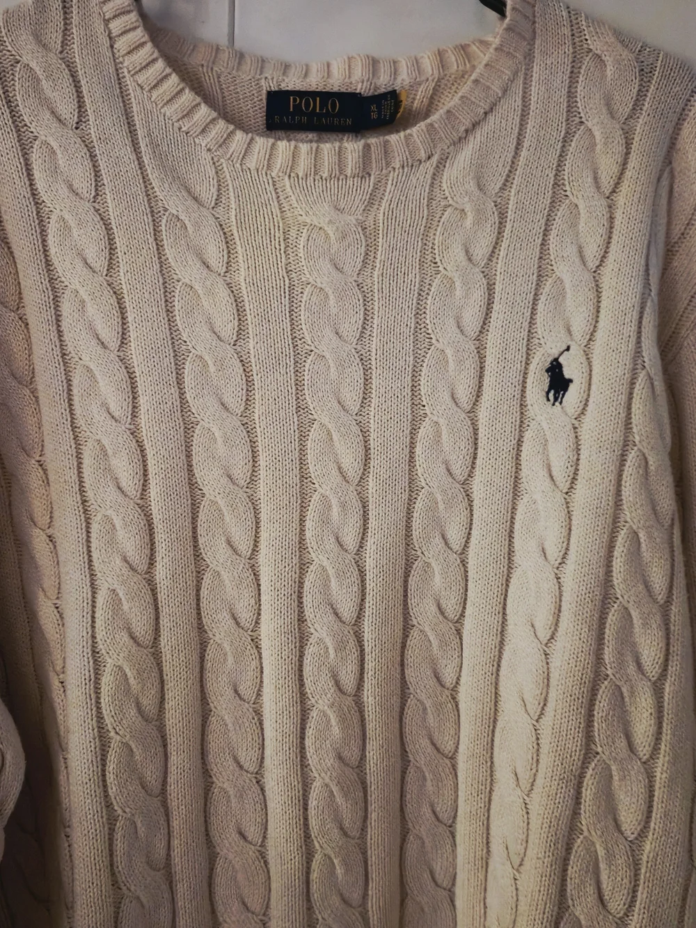 Polo by Ralph Lauren Cable-Knit Crewneck Sweater in Cream